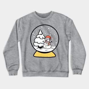 Christmas Snowman With A Santa Hat In Snow Globe Crewneck Sweatshirt